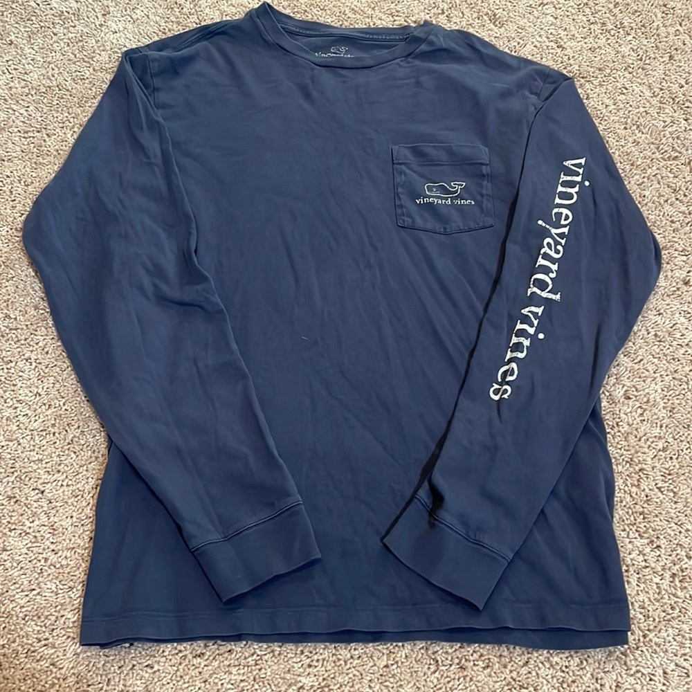 Navy Vineyard Vines unisex long sleeve tee